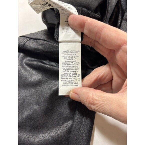 Calzedonia Faux Leather Front Panel Leggings with Moto Knee Detail Black Small - Picture 6 of 13